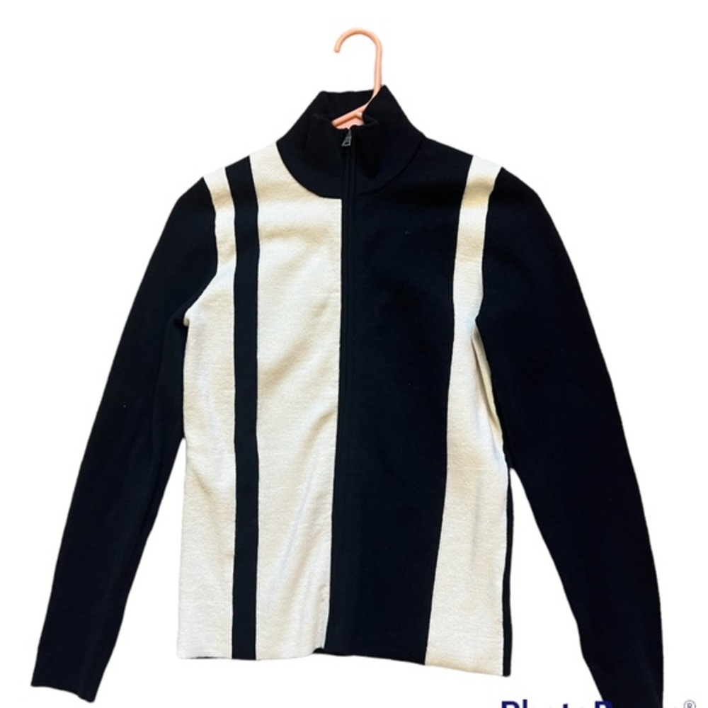 Banana Republic Black and White Zip Up Sweater